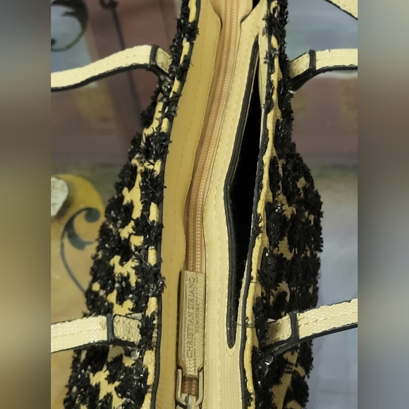 CHRISTIAN SIRIANO Raffia SABRINA  Tan & Black Two Way Crossbody Bag EXC. COND. - Picture 9 of 11